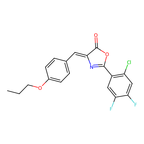 (4Z)-2-(2-chloro-4,5-difluorophenyl)-4-(4-propoxybenzylidene)-1,3-oxazol-5(4H)-one structure