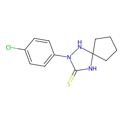 2-(4-Chlorophenyl)-1,2,4-triazaspiro[4.4]nonane-3-thione structure