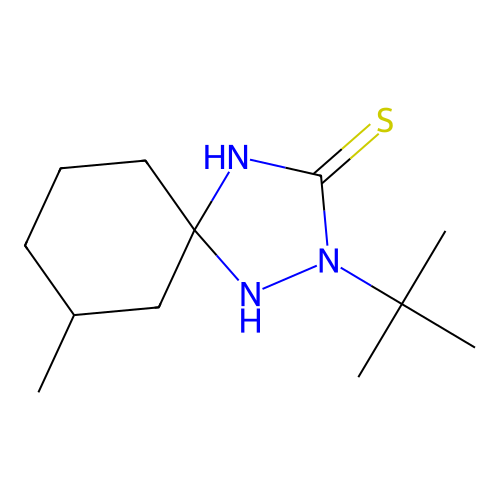 2-Tert-butyl-7-methyl-1,2,4-triazaspiro[4.5]decane-3-thione structure