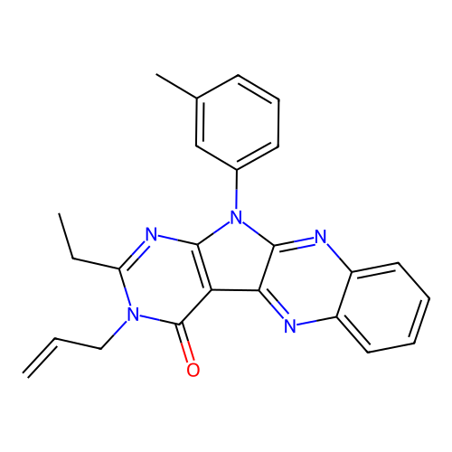 3-allyl-2-ethyl-11-(m-tolyl)-3H-pyrimido[5',4':4,5]pyrrolo[2,3-b]quinoxalin-4(11H)-one structure