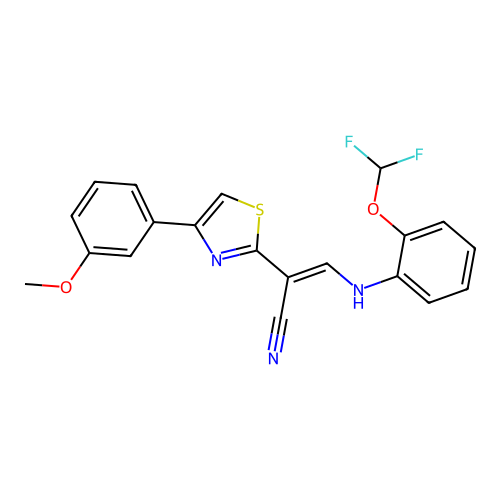 (E)-3-((2-(difluoromethoxy)phenyl)amino)-2-(4-(3-methoxyphenyl)thiazol-2-yl)acrylonitrile structure