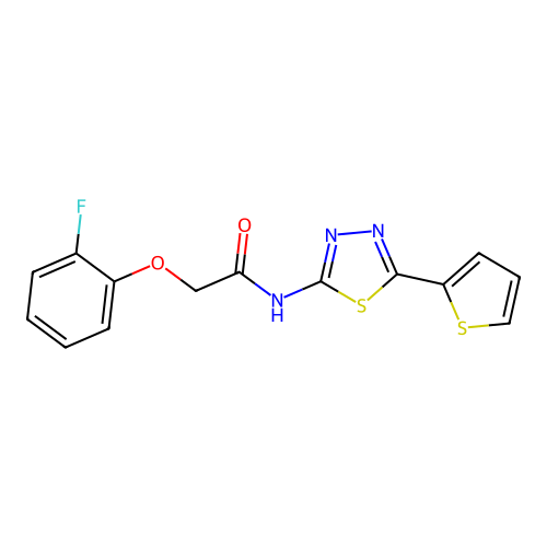 2-(2-fluorophenoxy)-N-(5-thiophen-2-yl-1,3,4-thiadiazol-2-yl)acetamide structure