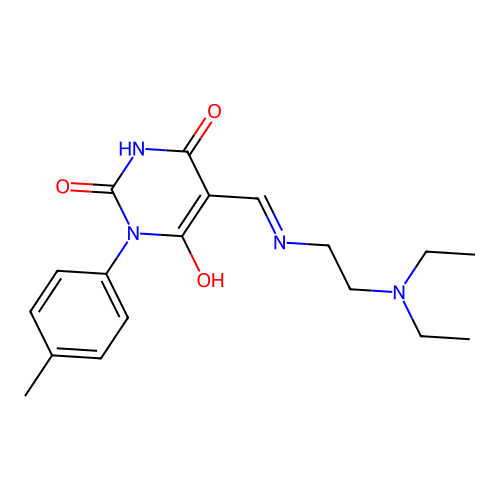 5-[(2-diethylaminoethylamino)methylidene]-1-(4-methylphenyl)-1,3-diazinane-2,4,6-trione structure