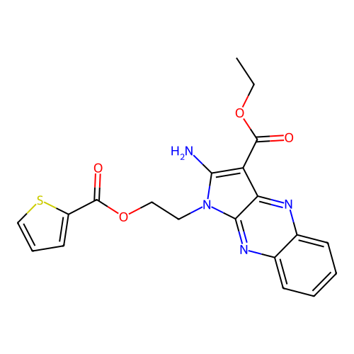 ethyl 2-amino-1-[2-(thiophene-2-carbonyloxy)ethyl]pyrrolo[3,2-b]quinoxaline-3-carboxylate structure