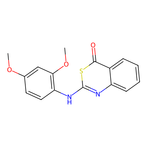2-[(2,4-dimethoxyphenyl)amino]-4H-3,1-benzothiazin-4-one structure