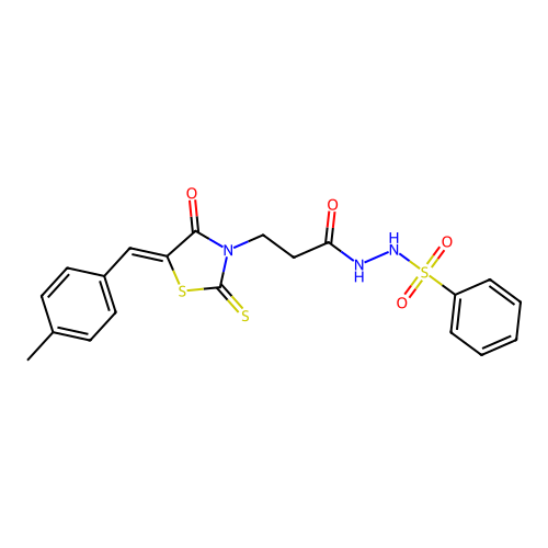 3-[(5Z)-5-(4-methylbenzylidene)-4-oxo-2-thioxo-1,3-thiazolidin-3-yl]-N'-(phenylsulfonyl)propanehydrazide structure