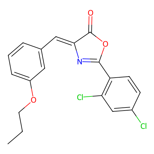 (Z)-2-(2,4-dichlorophenyl)-4-(3-propoxybenzylidene)oxazol-5(4H)-one structure