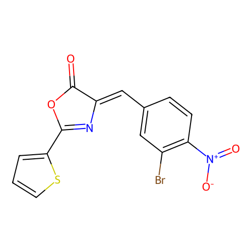 (Z)-4-(3-bromo-4-nitrobenzylidene)-2-(thiophen-2-yl)oxazol-5(4H)-one structure