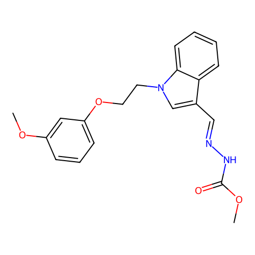 (E)-methyl 2-((1-(2-(3-methoxyphenoxy)ethyl)-1H-indol-3-yl)methylene)hydrazinecarboxylate structure