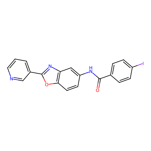 4-iodo-N-[2-(pyridin-3-yl)-1,3-benzoxazol-5-yl]benzamide structure