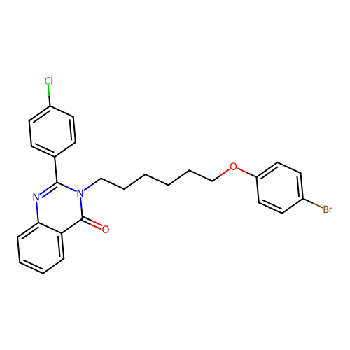 3-(6-(4-bromophenoxy)hexyl)-2-(4-chlorophenyl)quinazolin-4(3H)-one structure