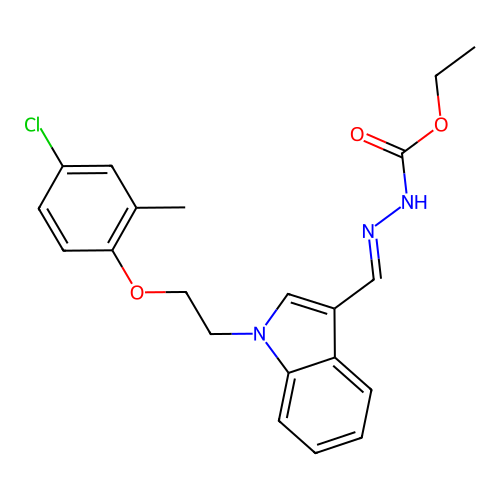 ethyl N-[(E)-[1-[2-(4-chloro-2-methylphenoxy)ethyl]indol-3-yl]methylideneamino]carbamate structure