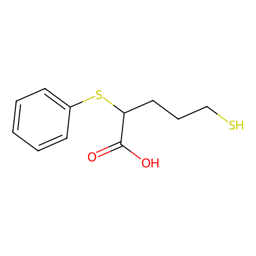 2-Phenylsulfanyl-5-sulfanylpentanoic acid structure
