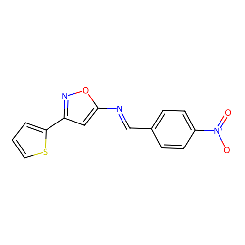 5-Isoxazolamine, N-((4-nitrophenyl)methylene)-3-(2-thienyl)- structure