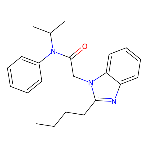 2-(2-butylbenzimidazolyl)-N-(methylethyl)-N-phenylacetamide structure