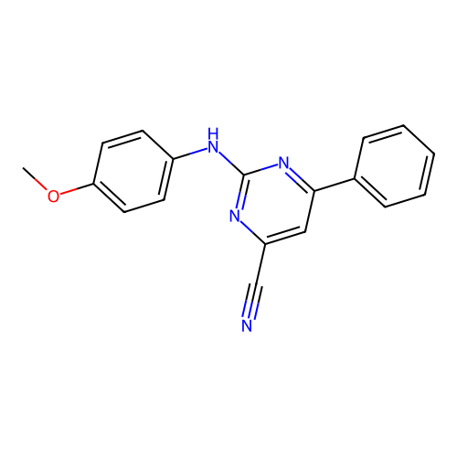 (2E)-2-[(4-methoxyphenyl)imino]-6-phenyl-2,3-dihydropyrimidine-4-carbonitrile structure