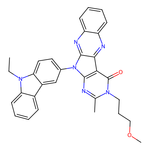 11-(9-ethyl-9H-carbazol-3-yl)-3-(3-methoxypropyl)-2-methyl-3,11-dihydro-4H-pyrimido[5',4':4,5]pyrrolo[2,3-b]quinoxalin-4-one structure