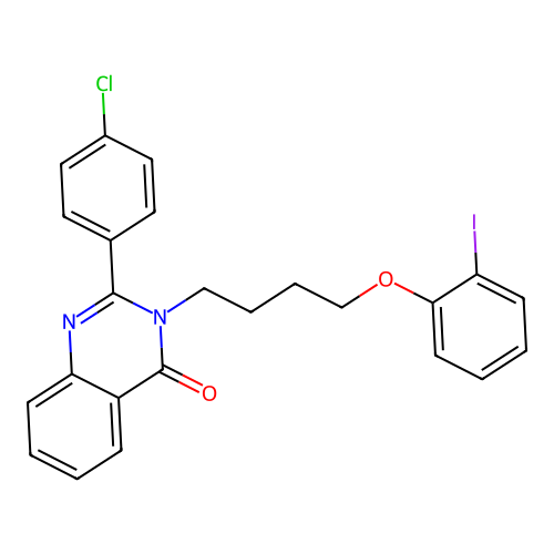 2-(4-chlorophenyl)-3-(4-(2-iodophenoxy)butyl)quinazolin-4(3H)-one structure
