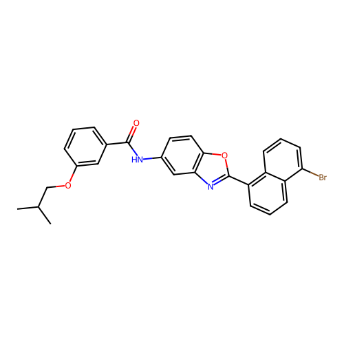 N-[2-(5-bromonaphthalen-1-yl)-1,3-benzoxazol-5-yl]-3-(2-methylpropoxy)benzamide structure