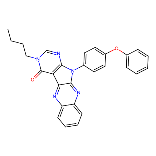 3-butyl-11-(4-phenoxyphenyl)-3H-pyrimido[5',4':4,5]pyrrolo[2,3-b]quinoxalin-4(11H)-one structure