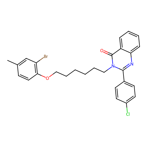 3-(6-(2-bromo-4-methylphenoxy)hexyl)-2-(4-chlorophenyl)quinazolin-4(3H)-one structure