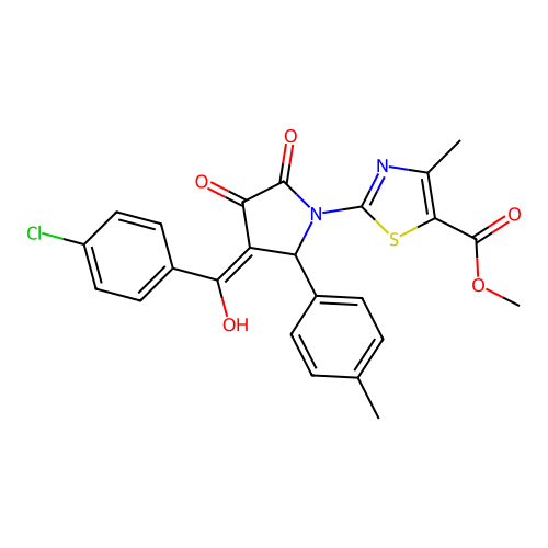 methyl 2-[3-(4-chlorobenzoyl)-4-hydroxy-2-(4-methylphenyl)-5-oxo-2,5-dihydro-1H-pyrrol-1-yl]-4-methyl-1,3-thiazole-5-carboxylate structure