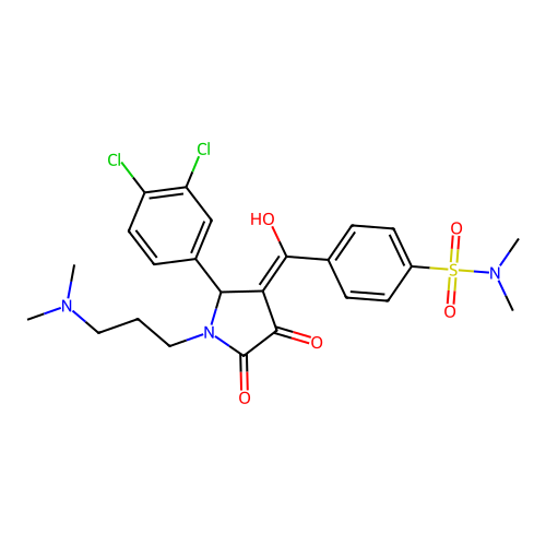 4-({2-(3,4-dichlorophenyl)-1-[3-(dimethylamino)propyl]-4-hydroxy-5-oxo-2,5-dihydro-1H-pyrrol-3-yl}carbonyl)-N,N-dimethylbenzenesulfonamide structure