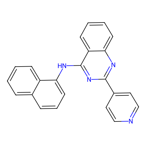 N-naphthalen-1-yl-2-pyridin-4-ylquinazolin-4-amine structure