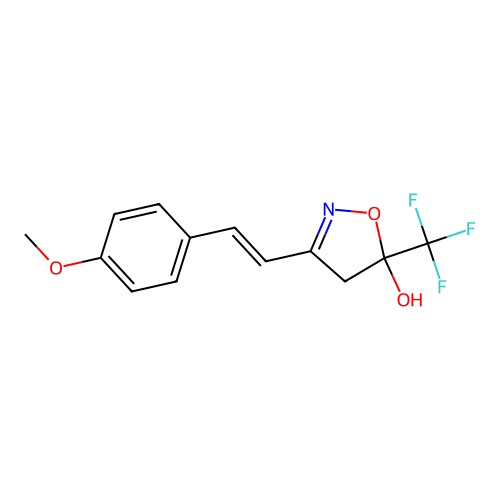 3-[(E)-2-(4-methoxyphenyl)ethenyl]-5-(trifluoromethyl)-4H-1,2-oxazol-5-ol structure