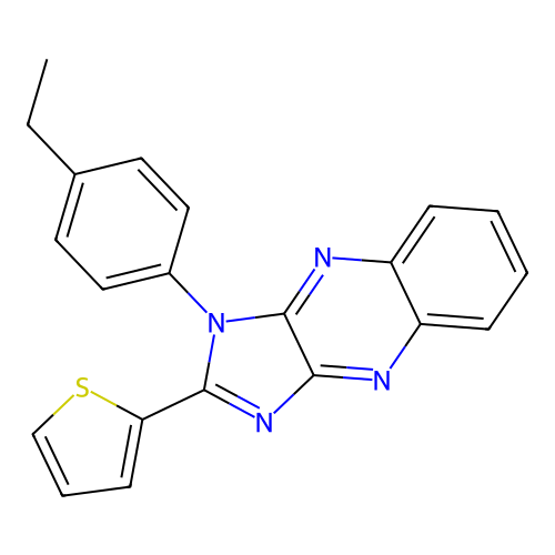 1-(4-ethylphenyl)-2-(thiophen-2-yl)-1H-imidazo[4,5-b]quinoxaline structure