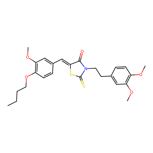 (Z)-5-(4-butoxy-3-methoxybenzylidene)-3-(3,4-dimethoxyphenethyl)-2-thioxothiazolidin-4-one structure