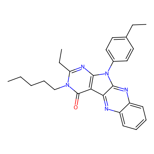 2-ethyl-11-(4-ethylphenyl)-3-pentyl-3H-pyrimido[5',4':4,5]pyrrolo[2,3-b]quinoxalin-4(11H)-one structure
