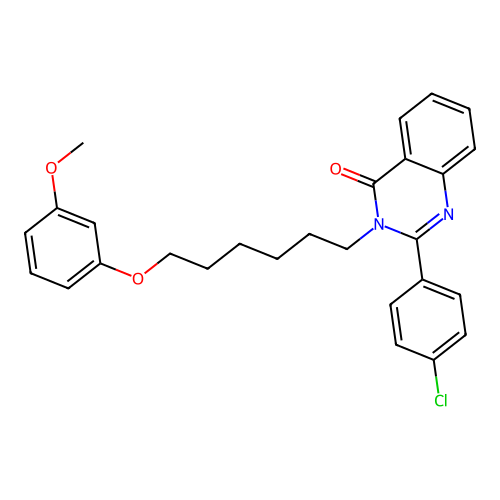 2-(4-chlorophenyl)-3-(6-(3-methoxyphenoxy)hexyl)quinazolin-4(3H)-one structure