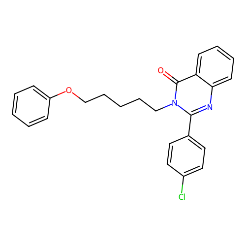 2-(4-chlorophenyl)-3-(5-phenoxypentyl)quinazolin-4(3H)-one structure