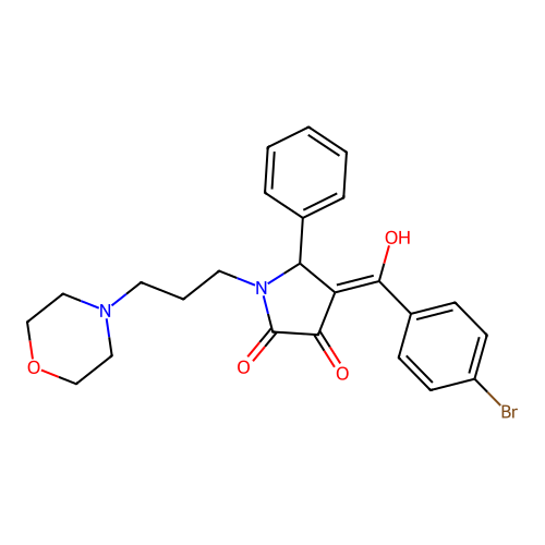 4-(4-bromobenzoyl)-3-hydroxy-1-(3-morpholinopropyl)-5-phenyl-1H-pyrrol-2(5H)-one structure