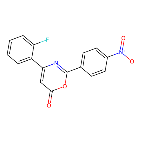 4-(2-fluorophenyl)-2-(4-nitrophenyl)-6H-1,3-oxazin-6-one structure