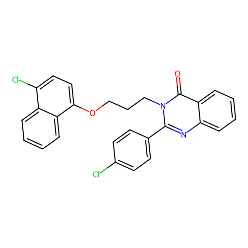 3-[3-(4-chloronaphthalen-1-yl)oxypropyl]-2-(4-chlorophenyl)quinazolin-4-one structure