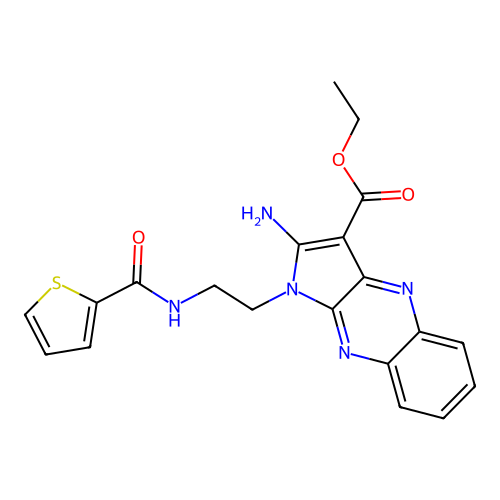 ethyl 2-amino-1-[2-(thiophene-2-carbonylamino)ethyl]pyrrolo[3,2-b]quinoxaline-3-carboxylate structure