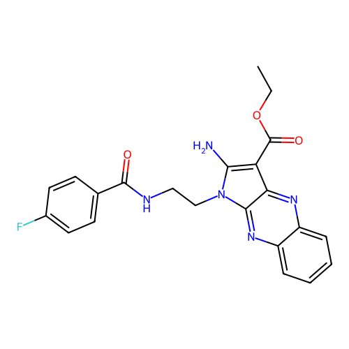 ethyl 2-amino-1-(2-(4-fluorobenzamido)ethyl)-1H-pyrrolo[2,3-b]quinoxaline-3-carboxylate structure