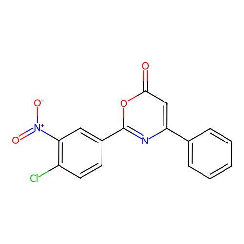 2-(4-chloro-3-nitrophenyl)-4-phenyl-6H-1,3-oxazin-6-one structure