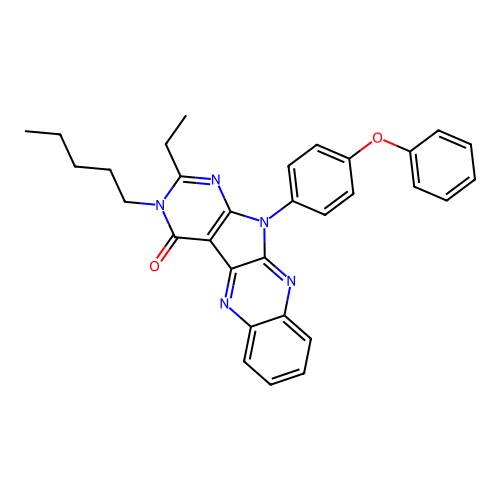 2-ethyl-3-pentyl-11-(4-phenoxyphenyl)-3,11-dihydro-4H-pyrimido[5',4':4,5]pyrrolo[2,3-b]quinoxalin-4-one structure