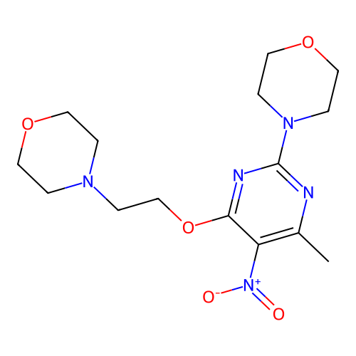 4-{4-Methyl-6-[2-(morpholin-4-yl)ethoxy]-5-nitropyrimidin-2-yl}morpholine structure