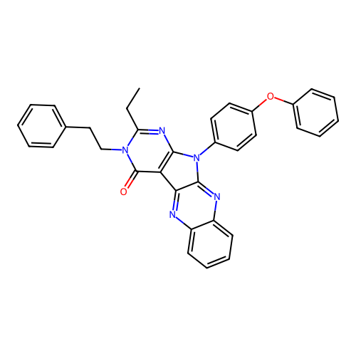 2-ethyl-11-(4-phenoxyphenyl)-3-(2-phenylethyl)-3,11-dihydro-4H-pyrimido[5',4':4,5]pyrrolo[2,3-b]quinoxalin-4-one structure