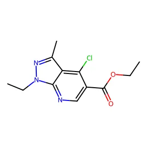 ethyl 4-chloro-1-ethyl-3-methyl-1H-pyrazolo[3,4-b]pyridine-5-carboxylate structure
