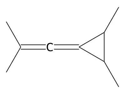 Cyclopropane, 1,2-dimethyl-3-(2-methyl-1-propenylidene)-, cis- structure