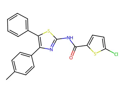 5-chloro-N-[4-(4-methylphenyl)-5-phenyl-1,3-thiazol-2-yl]thiophene-2-carboxamide structure