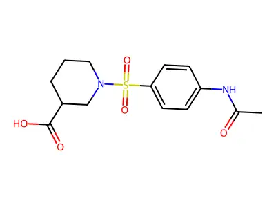 1-{[4-(Acetylamino)phenyl]sulfonyl}piperidine-3-carboxylic acid structure