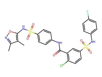 2-Chloro-N-[4-[[(3,4-dimethyl-5-isoxazolyl)amino]sulfonyl]phenyl]-5-[[(4-fluorophenyl)amino]sulfonyl]benzamide structure