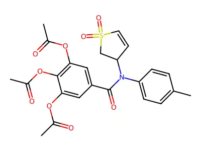 5-((1,1-dioxido-2,3-dihydrothiophen-3-yl)(p-tolyl)carbamoyl)benzene-1,2,3-triyl triacetate structure