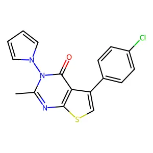 5-(4-chlorophenyl)-2-methyl-3-(1H-pyrrol-1-yl)thieno[2,3-d]pyrimidin-4(3H)-one structure